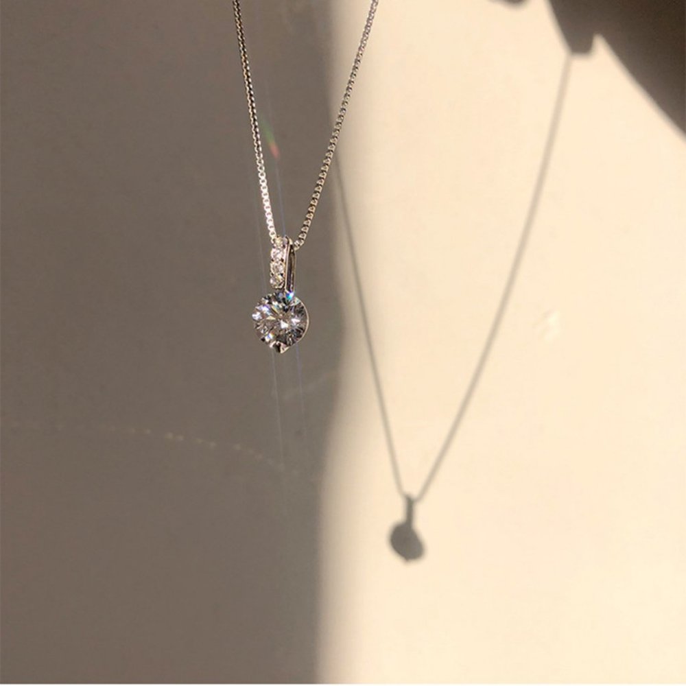 *925 Silver 2CT Solitaire Diamond Necklace A1 - Picture 7 of 7